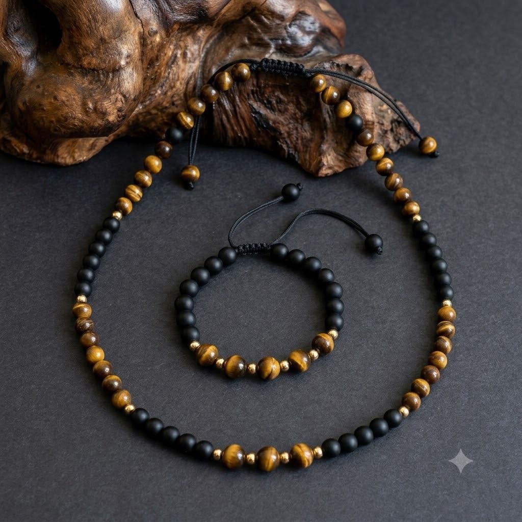 Collar y pulsera ojo de tigre